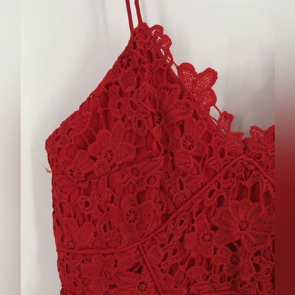 NWT Donna Morgan for Anthropologie Red Renata Lace Fit & Flare Dress - Picture 8 of 12